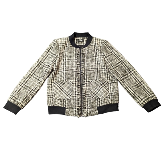 Karl Lagerfeld Tweed Bomber Jacket M - Picture 1 of 6